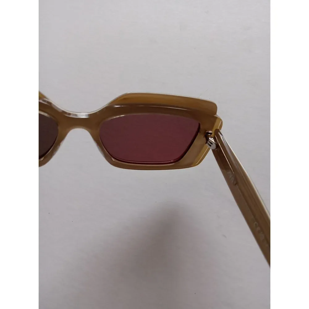 Zara Women Layered Frame Two Tone Beige Tan Arsty Fashion Sun Glasses‎ NWOT
